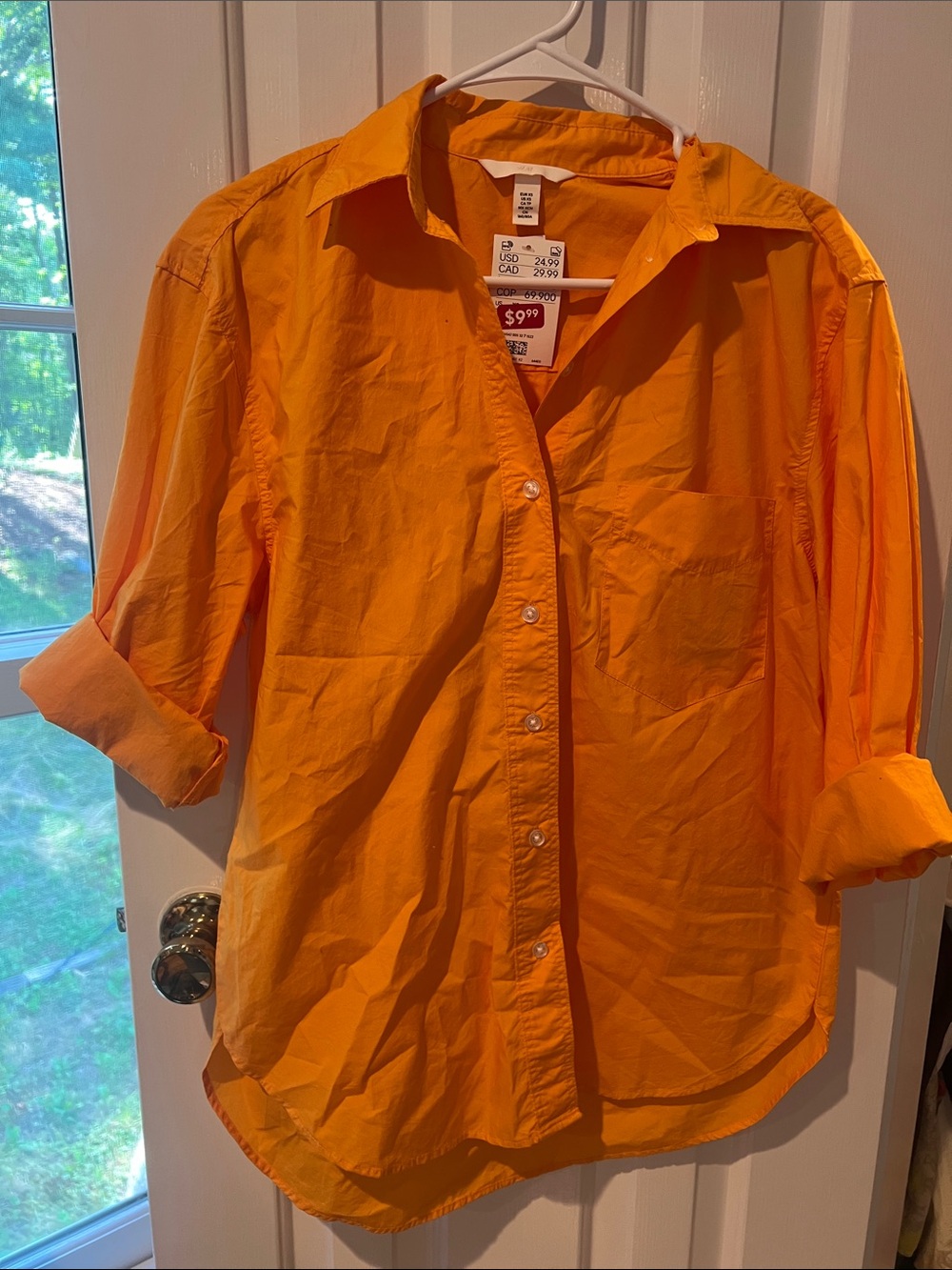 H&M Orange Collared Button-Down Shirt